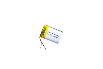 Lithium ion polymer rechargeable batteries , battery isolated on white include clipping path ,...