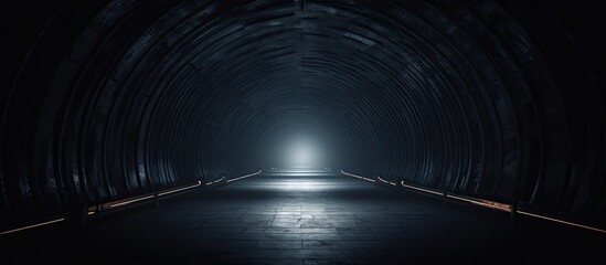 Naklejka premium Lit tunnel with darkness underground.
