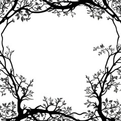 Tree Silhouette Border Frame Illustration