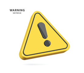 An exclamation mark or warning on a yellow triangle sign with a black border, for warning about impending danger