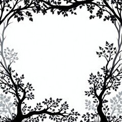 Obraz na płótnie Canvas Tree Silhouette Border Frame Illustration