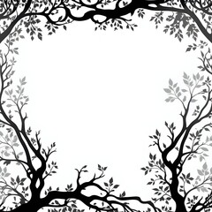 Tree Silhouette Border Frame Illustration