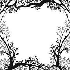 Obraz premium Tree Silhouette Border Frame Illustration