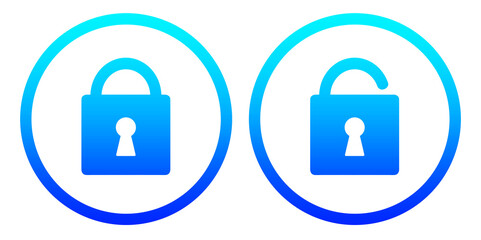 青色のグラデーション｜シンプルな南京錠