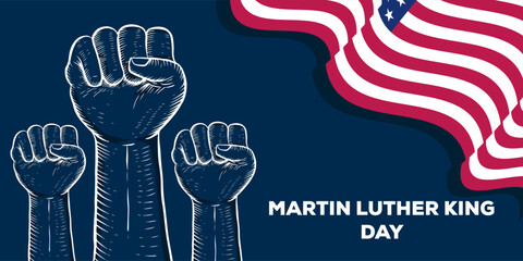 hand drawn MLK or Martin Luther King day horizontal banner illustration