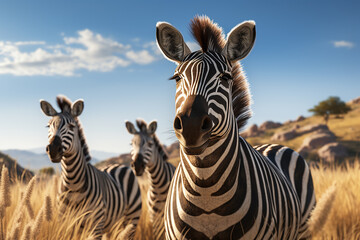 Generative AI Image of a Group of African Zebras in the Savanna