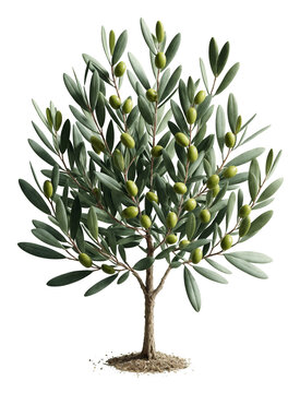 olive tree illustration. for logo, symbol, and icon. PNG background.