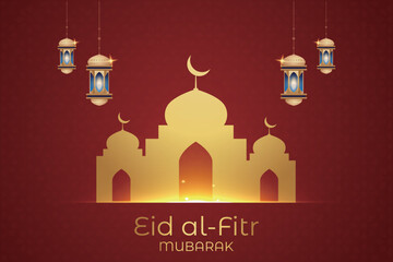 Eid Mubarak Islamic New Year background with candles and moon