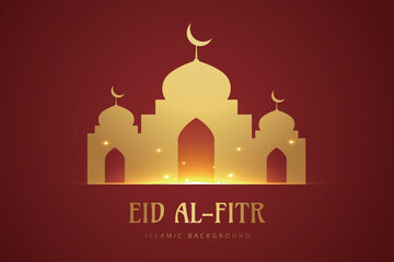 Eid Mubarak Islamic New Year background with candles and moon