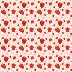 Cartoon strawberry white flower daisy and leaf pattern element hand drawn