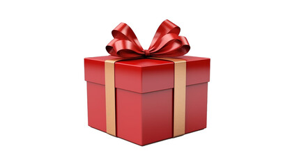 Fototapeta premium Gift Box with Red Ribbon Isolated on Transparent Background, PNG File. Birthday, Present, Surprise Concept 