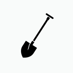 Shovel Icon. Gardening Tool, Dig Equipment Symbol - Vector. 