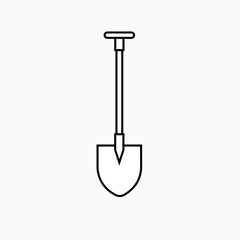 Shovel Icon. Gardening Tool, Dig Equipment Symbol - Vector. 