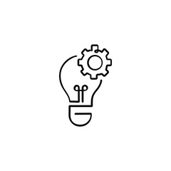 Bulb with Gear Line Style Icon Design