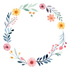 Fototapeta na wymiar Circular floral frame