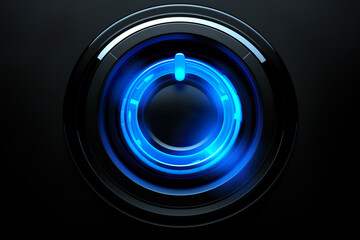 Power start button or ignition launching button with blue light