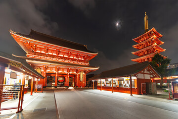 Night scenery of Historical landmark The Senso-Ji Temple in Asakusa, Tokyo, Japan - 691777591