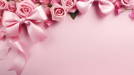pink roses with ribbon