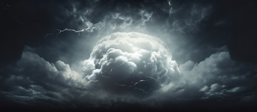 Manipulated digital image of a stormy night sky with a full moon being held