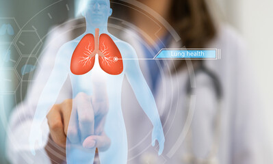 Doctor with checkup care Lung health therapy, respiratory disease, lung cancer, bronchitis,...