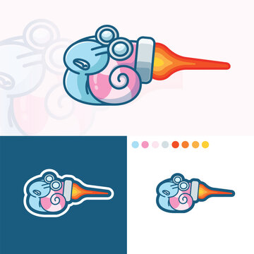 Cute turbo snail cartoon mascot logo