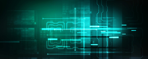 2d illustration Abstract futuristic electronic circuit technology background