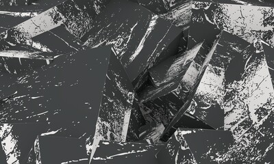 Abstract geometry background with three-dimensional solid figures. Textured cubes. 3D render
