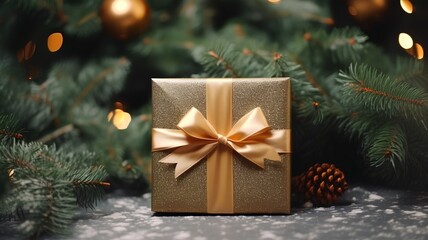 Fototapeta na wymiar Christmas gift with tree