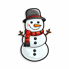 Snowman illustration, Christmas, sticker concept