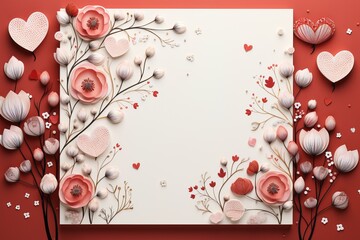 empty note frame space  with Valentine's Theme background, festival Valentines day, generative ai.