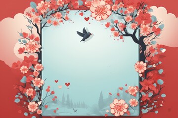 empty note frame space  with Valentine's Theme background, festival Valentines day, generative ai.