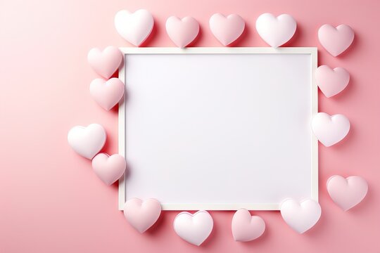 empty frame space blank  with Valentine's Theme background, festival Valentines day, generative ai.