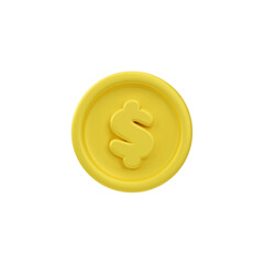 Gold dollar 3D money coin for saving and cash, realistic vector isolated.