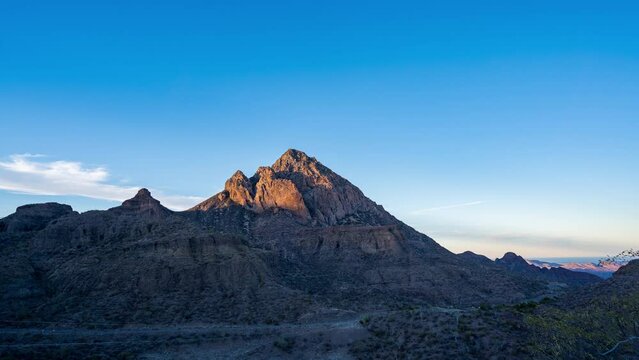 Desert Rugged Mountain Landscape At Dawn In Loreto Baja California Sur, Mexico
