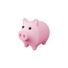 Piggy bank, volume render 3d vector illustration isolated on white background