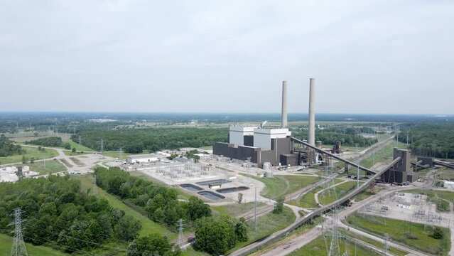 DTE Belle River Power Plant in Michigan, aerial drone view