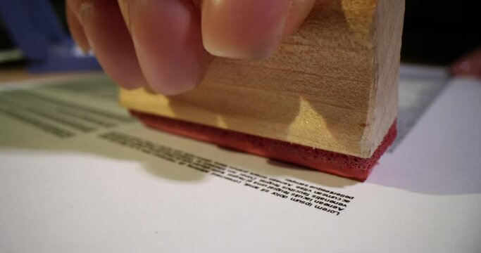 Rubber stamp with the inscription rejected on bank document