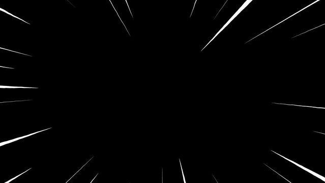 Anime speed lines background animation on black moving isolated