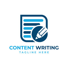 Content Writing Logo design concept with Documents paper and pencil publications