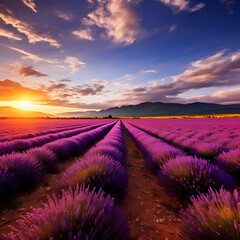 Lavender fields stretching as far as the eye can see