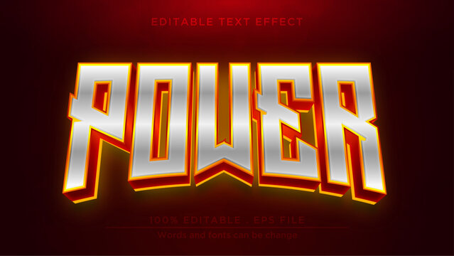 Power 3d editable text effect. Glowing red text effect mockup template