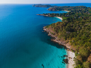 Fototapeta na wymiar Koh Samet Island Thailand, aerial drone view from above at the Samed Island in Thailand.