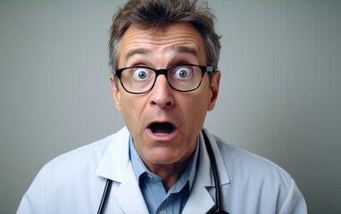 Surprised man doctor - Powered by Adobe
