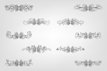 Classical Baroque Filigree Decoration Ornament Vintage Floral Border Style Antique Art Retro