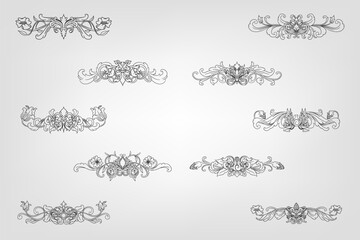 Classical Baroque Filigree Decoration Ornament Vintage Floral Border Style Antique Art Retro