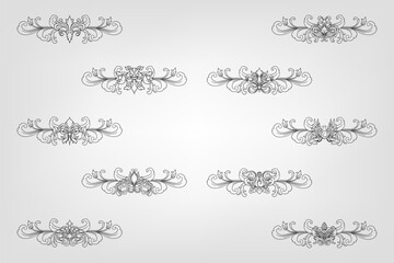 Classical Baroque Filigree Decoration Ornament Vintage Floral Border Style Antique Art Retro