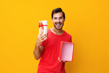 Present man gift box christmas male birthday surprise guy sale celebrate happy valentine holiday - Powered by Adobe