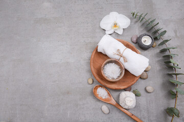 Composition of spa settings isolated on gray background
	
