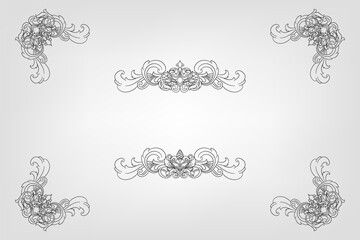 Classical Baroque Filigree Decoration Ornament Vintage Floral Border Style Antique Art Retro