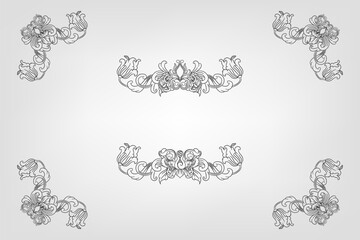 Classical Baroque Filigree Decoration Ornament Vintage Floral Border Style Antique Art Retro